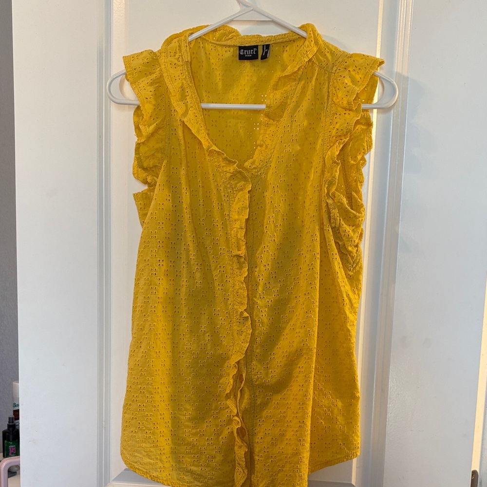 Cruel Girl Sunflower Eyelet Ruffle Blouse